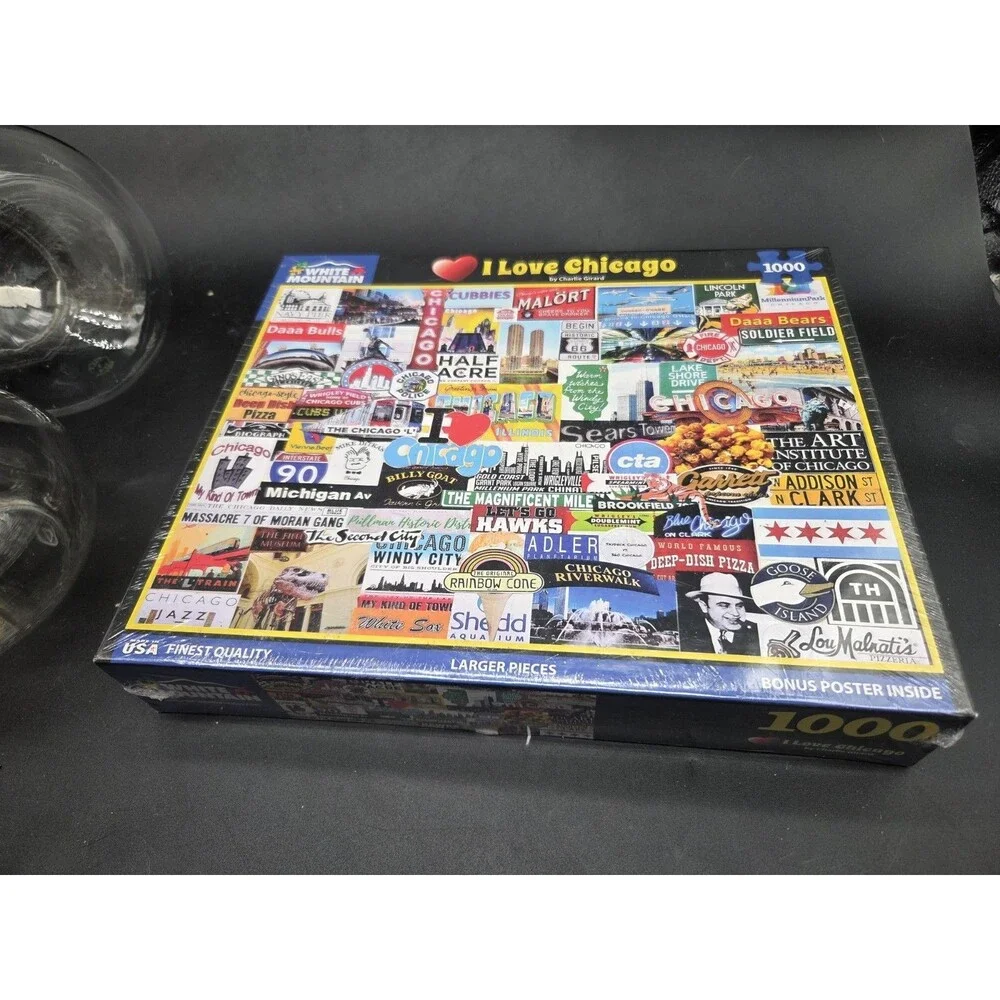White Mountain 1000 Piece Puzzle I Love Chicago Collage
